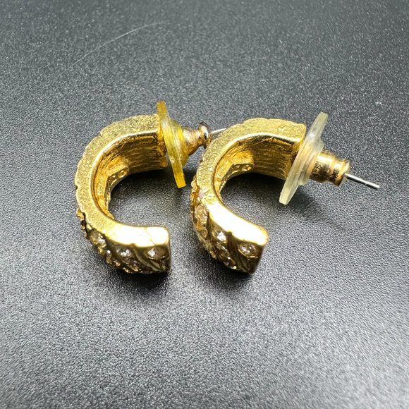 Vintage signed Ann Taylor gold tone with rhinestone Stud earrings - Picture 3 of 8